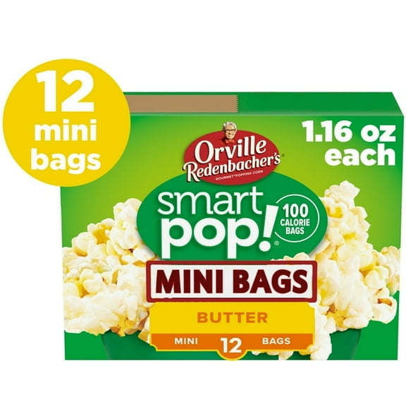 Orville Redenbacher's SmartPop! Butter Microwave Popcorn, Mini Bags, 1.16 oz, 12 Count-Pack of 2