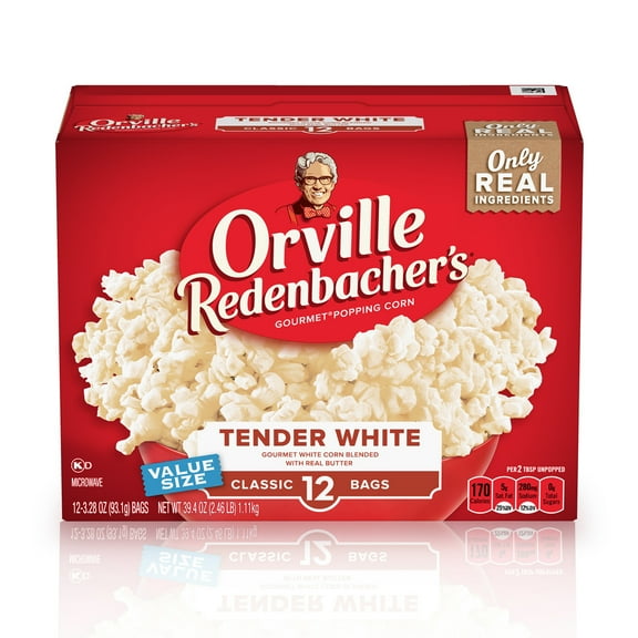 Orville Redenbacher's Tender White Popcorn, 3.28 oz, 12 Count-Pack of 2