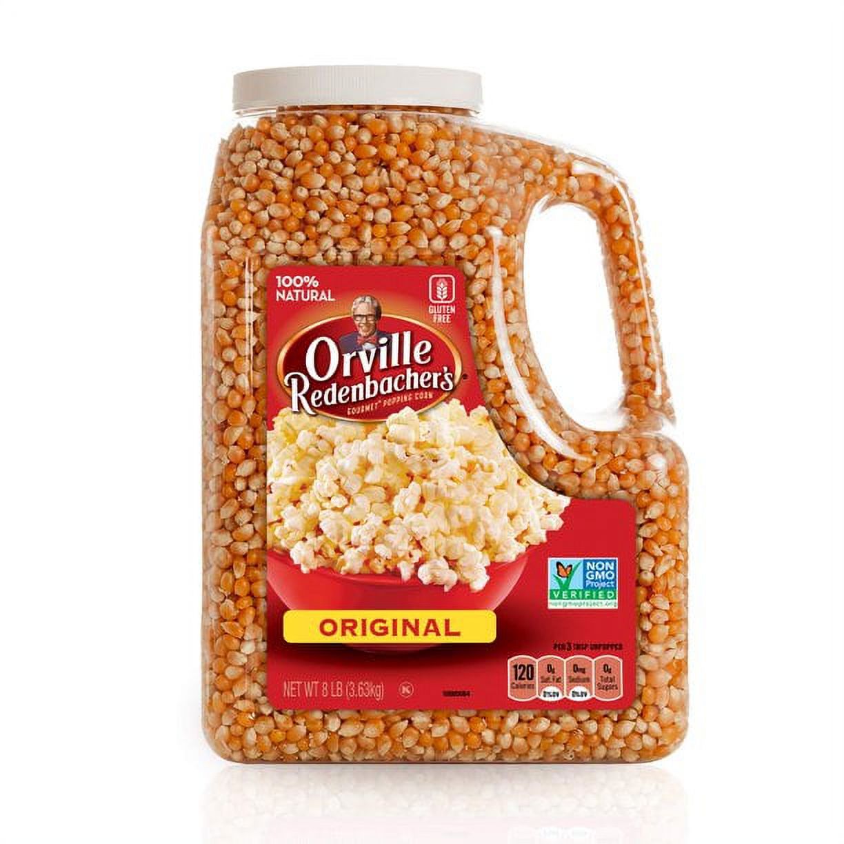 Orville Redenbacher's Original Gourmet Popcorn Kernels – 8lb Yellow, Non-GMO, Natural, 128oz Bag, MPN 48551