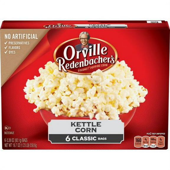 Orville Redenbachers Kettle Corn Microwave Popcorn 3.28 Oz 6 Ct (Pack of 8)