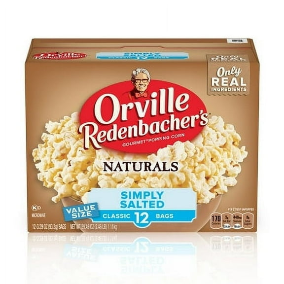 Orville Redenbachers Naturals Simply Salted Microwave Popcorn 3.29 Oz 12 Ct (Pack of 3)