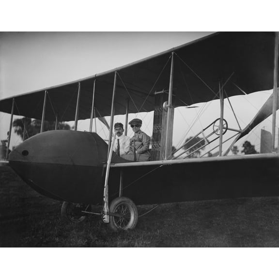 Orville Wright 1871-1948 And His Sister Katharine Aboard The Wright Model Hs Airplane In 1915 The Year He Sold The Wright Company And Gradually Retired From Active Flying. Orville Never Married And