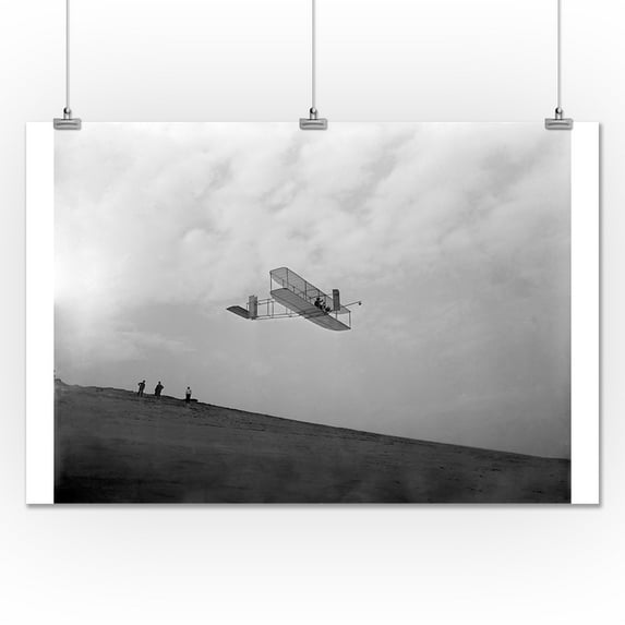 Orville Wright Testing Glider - Vintage Photograph (24x36 Giclee Gallery Print, Wall Decor Travel Poster)