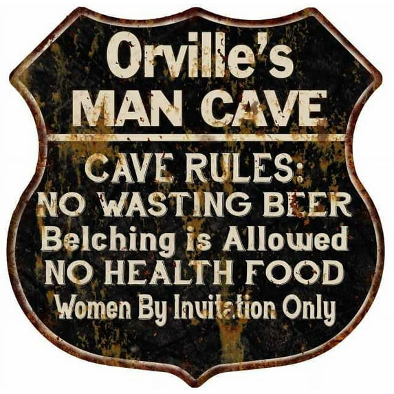Orville's Man Cave Rules Sign Shield Metal Gift 211110007426