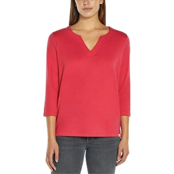 Orvis Ladies' 3/4 Sleeve Pima Cotton Tee/Top with Side Slits (Red(Magenta),L)