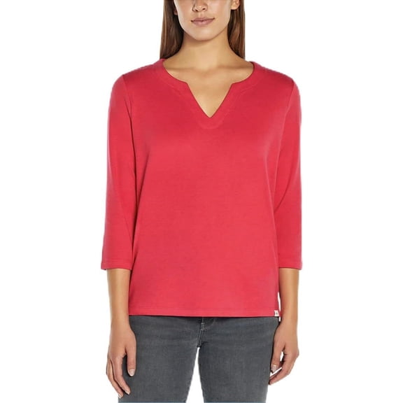 Orvis Ladies' 3/4 Sleeve Pima Cotton Tee/Top with Side Slits (Red(Magenta),XL)