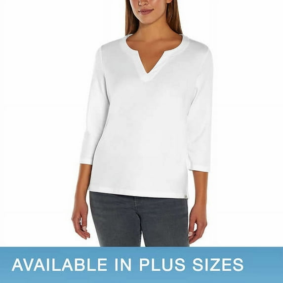Orvis Ladies' 3/4 Sleeve Split Neck Top (White, M)