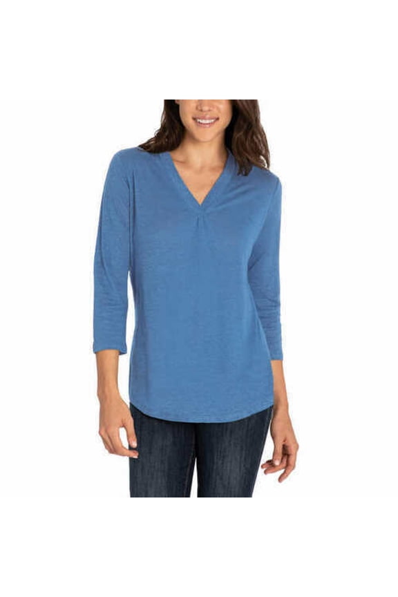 Ladies' Linen Blend Top (Small, Moonlight Blue)