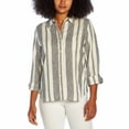 thumbnail image 1 of Orvis Ladies' Long Sleeve Linen Blend Top, Island Stripe - Navy/White Large, 1 of 4