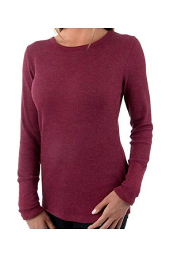Ladies' Long Sleeve Thermal Top - Heather Cabernet (XL)