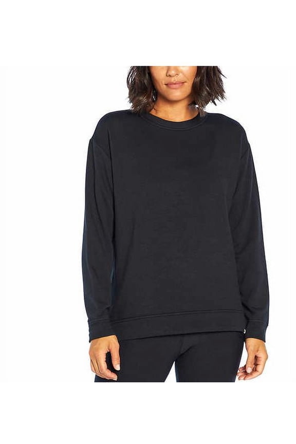 Ladies' Relaxed Fit Soft Fleece Hi Low Rounded Hem Pullover, Black XXL
