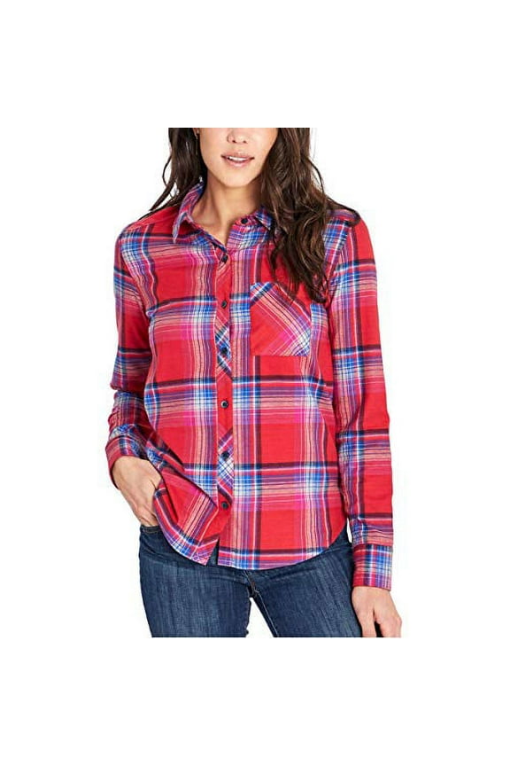 Ladies' Stretch Flannel Shirt - Red Large