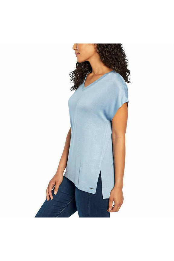 Ladies' V-Neck Tunic (Blue Sky, Large)