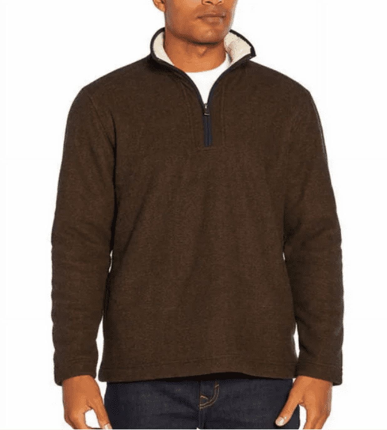 Orvis Men s Fleece Lined Quarter 1 4 Zip Pullover Sweater Brown Size XXL Walmart
