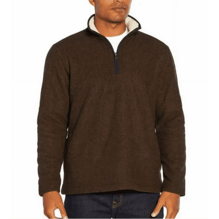 Orvis Men's Fleece Lined Quarter 1/4 Zip Pullover Sweater, Brown