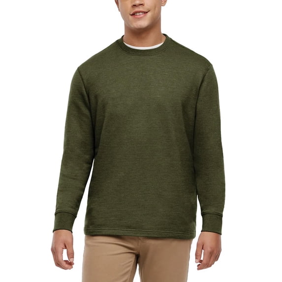 Orvis Men's Long Sleeve Textured Crew Pullover (US, Alpha, Small, Regular, Regular, Green)