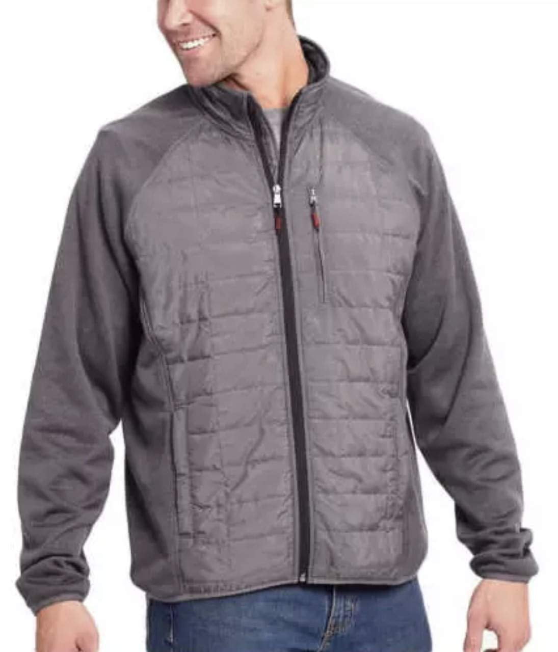 Orvis Men's Mixed Media Full Zipper Quilted Jacket (Charcoal, Large