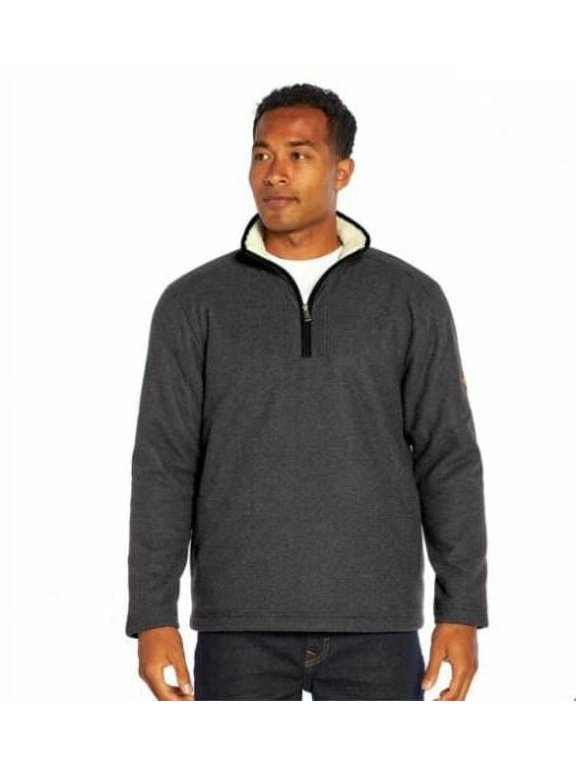 Men's Sherpa Lined 1/4 Zip Pullover Sweater, Gray XXL