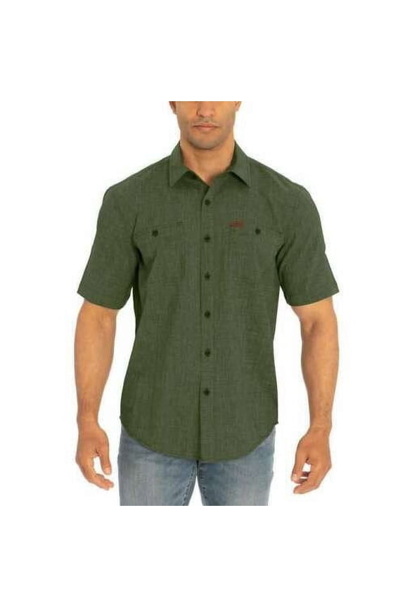 Men's Short Sleeve Woven Shirt Small Green