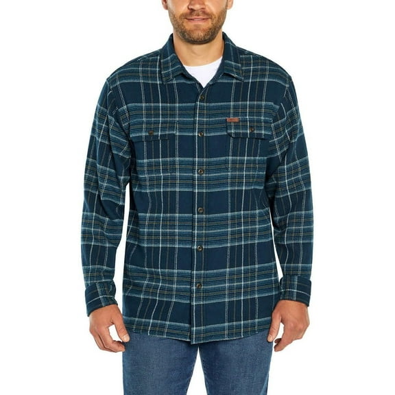 Orvis Men’s Spread Collar Flannel Shirt (Blue,Large)