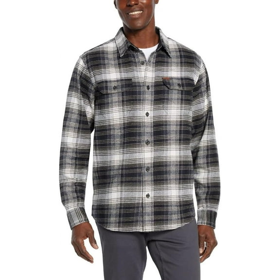 Orvis Mens Spread Collar Flannel Shirt (Gray, X-Large)