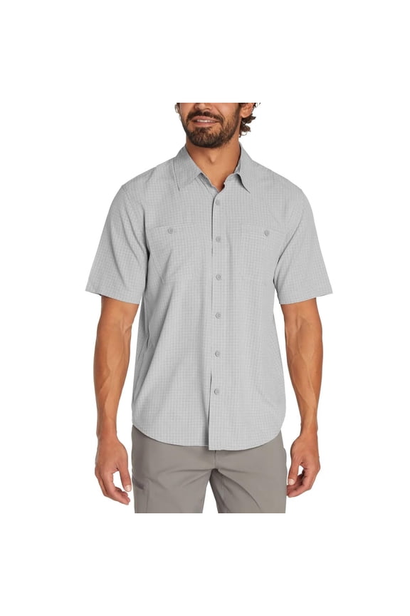 Men's UPF 30 Relaxed Fit Quick-Dry Short Sleeve Woven (Gray, Small)
