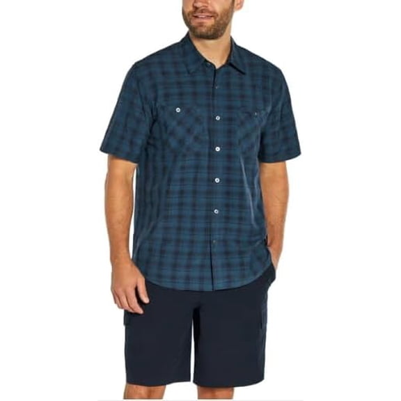Orvis Mens Short Sleeve Shirts Casual - Woven Shirt Men with Chest Pockets - Button Down Shirts Collared (Blue, Small)