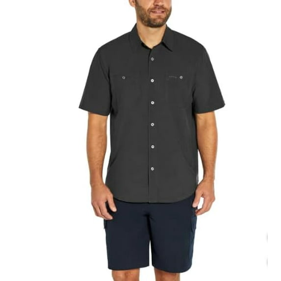 Orvis Mens Short Sleeve Shirts Casual with Chest Pockets - Black, M