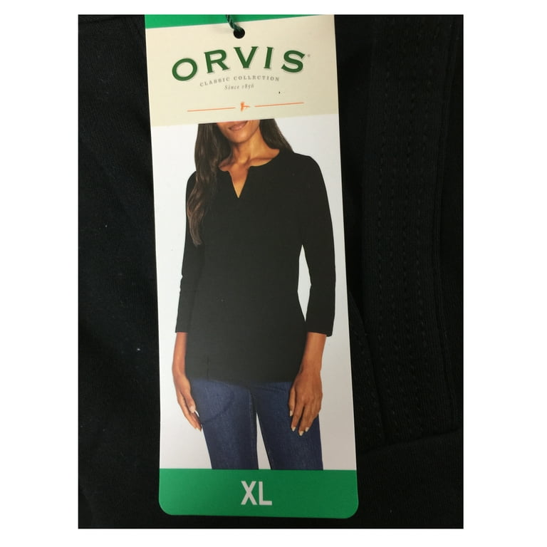 Orvis Women's 3/4 Sleeve Tunic Top (Black, XL) 