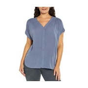 Orvis Womens Button Front Blouse, Blue XL