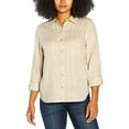 thumbnail image 1 of Orvis Women's Long Sleeve Linen Blend Top Size: S, Color: Taupe Stripe, 1 of 3
