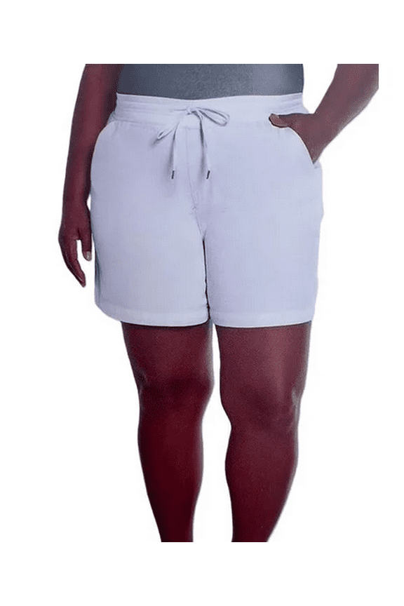 Women's Short - Pull-On Casual Comfort with Drowstring Back Pockets - Cotton Blend Shorts (White, Small)