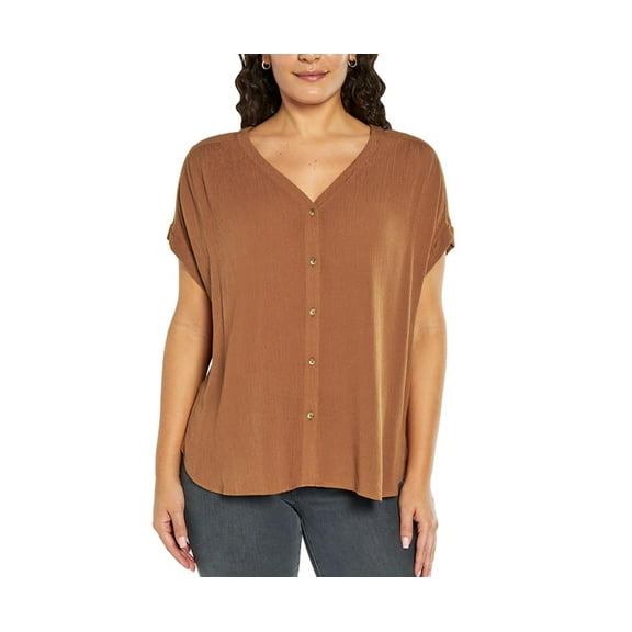 Orvis Women's Short Sleeve Button Front Blouse Shirt (US, Alpha, XX-Large, Regular, Regular, Rust)