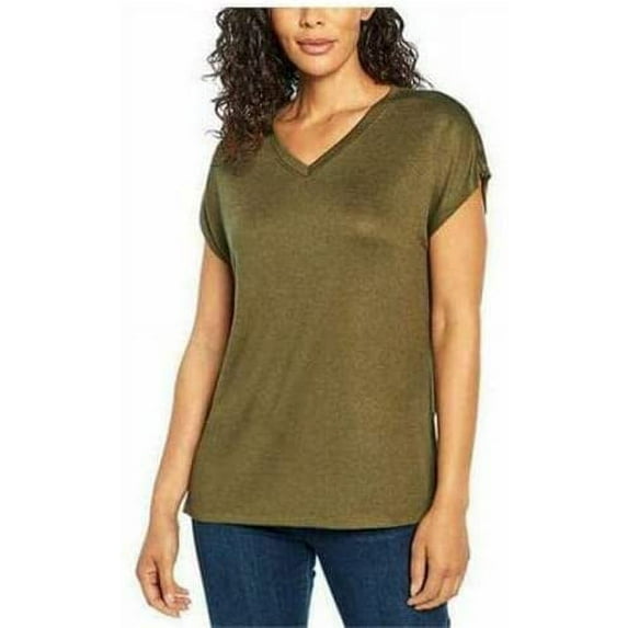 Orvis Women's Short Sleeve V-Neck Tunic Knit Top (Olive Night, X-Small)
