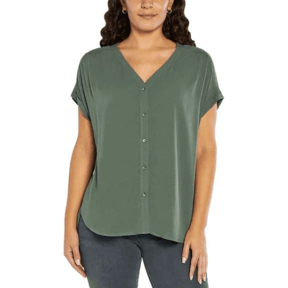 Orvis Womens' Button Front Blouse (Green, 3X)