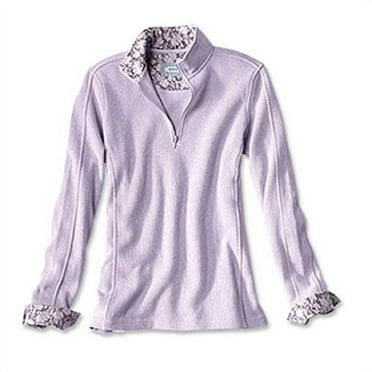 Orvis Womens Sweatshirt Sandy Point Pullover 1/4 Zip Solid, Lilac, Medium