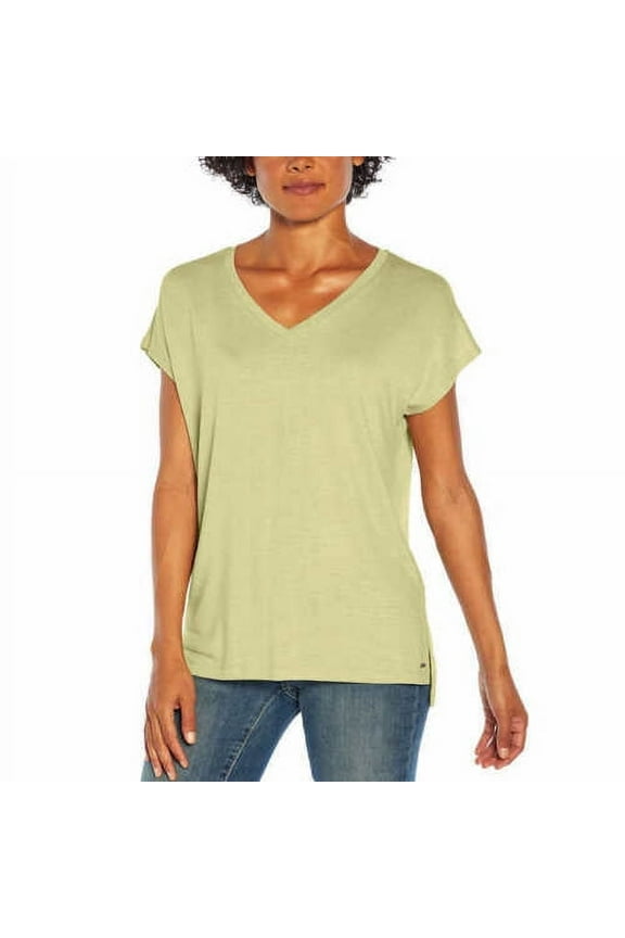 Womens' V-Neck Tunic Top (Green Celadon, Medium)