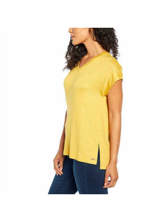 Womens V-Neck Tunic Top Size: M, Color: Mustard