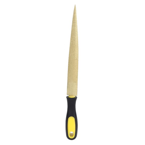 Orvunela 10 Inches Golden Tapered Wood File Carbon Tool Steel Woodworking Rasp with Anti-Slip Handle for DIY Craft Carpenter Carving and Wood Polishing