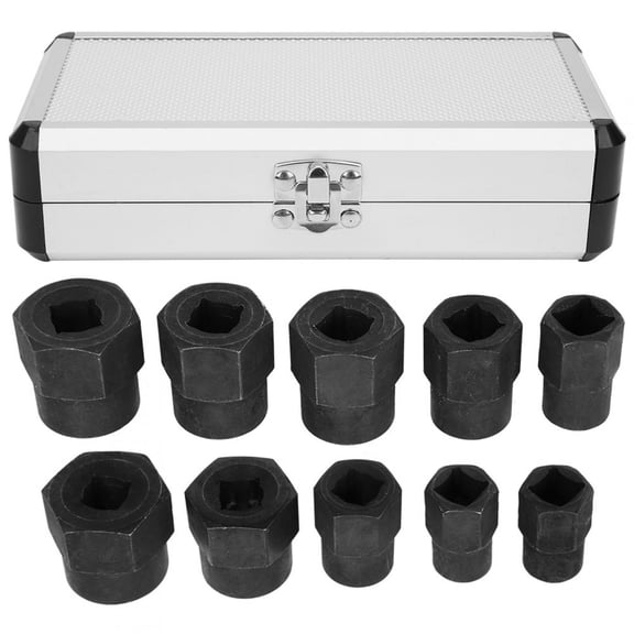 Orvunela 10-Piece Damaged Nut Extractor Socket Set Metric 9mm to 19mm High Profile Bolt Remover Kit with Aluminum Storage Box for Broken Rusted Fasteners
