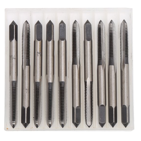 Orvunela 10-Piece M4 Metric Tap Set Carbon Steel Straight Flute Manual Taps with 5 Taper Taps and 5 Plug Taps for Hand Threading and Machine Maintenance