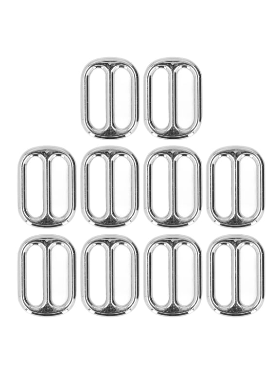 10-Piece Metal Adjustable Slide Buckle Set for Webbing Straps, 1.0 Inch / 25 mm Replacement Hardware, Silver