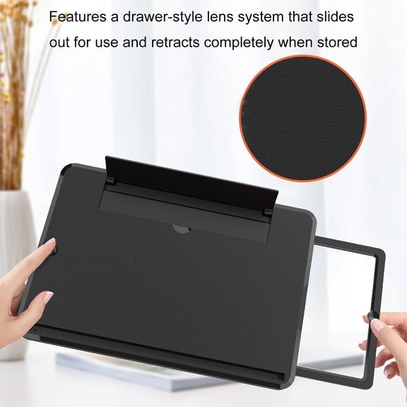 Orvunela 14" Foldable Mobile Phone Screen Magnifier Stand with Fresnel Lens, Black
