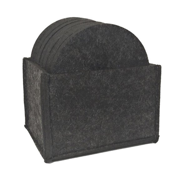 Orvunela 14 Pieces Round Felt Coasters with Storage Box for Drinks Cups Mugs Dark Gray 3.94 Inches