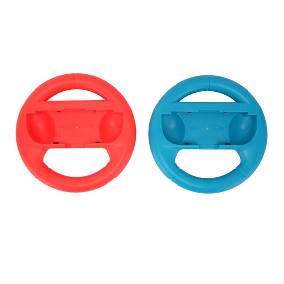 Orvunela 2-Piece Steering Wheel Controller Portable Racing Games Accessories Kit for Nintendo Switch Joy-Con Consoles, Ergonomic Design for All Players, Red and Blue