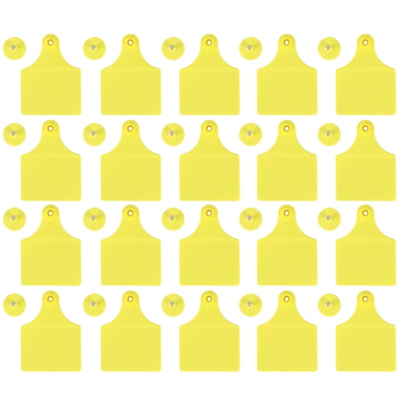 Orvunela 20 Set Blank Livestock Identification Ear Tags for Goats Sheep Cattle Pigs, Yellow, 10x7.6 cm
