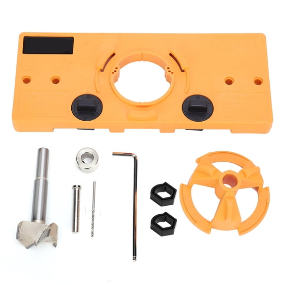Orvunela 35mm Concealed Hinge Jig Boring Hole Drill Guide Cutter Bit Set, Professional Woodworking Tool for Cabinet Doors, Engineering Plastic Construction, Includes Hex Key and Stopper