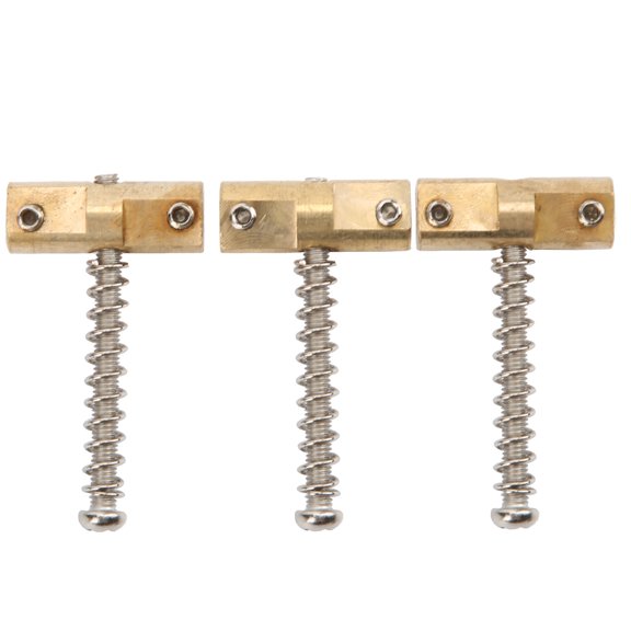 Orvunela 3Pcs Brass Guitar Bridge Saddles Set with Screws and Springs Recessed String Support Replacement for TL Series Electric Guitar Bridges, Golden Finish