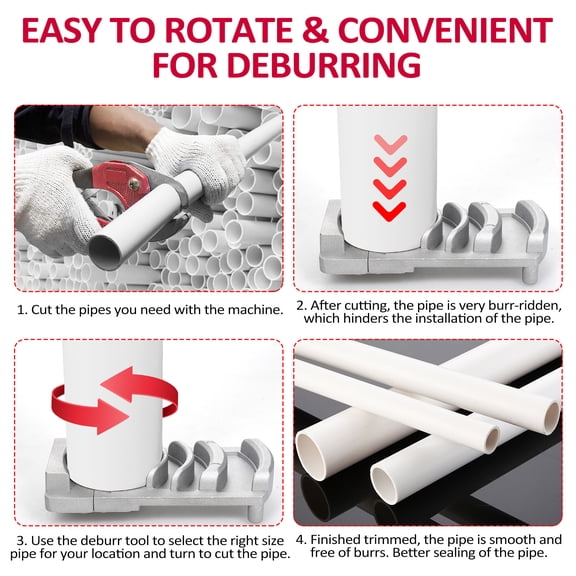 Orvunela 5-in-1 Deburring Tool for PVC Pipe Plumbing Tools, Professional Plastic Pipe Chamfer Tool for 1-1/4 to 4-Inch Pipes, Leaves Edges Smooth and Clean