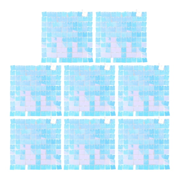 Orvunela 8 Pack Shimmer Sequin Wall Backdrop Panels 12x12 In Iridescent Blue